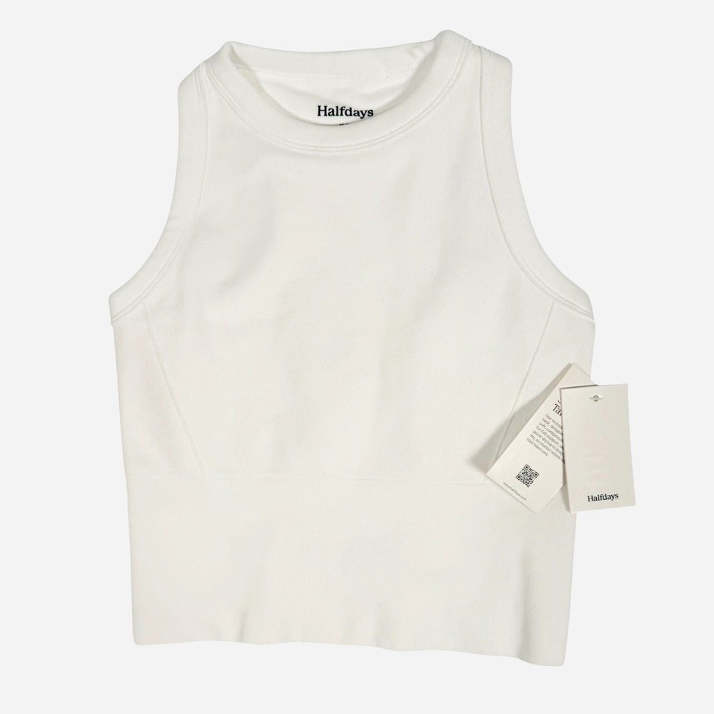 Halfdays Sunn Seamless Tank Women XS White Ribbed Compressive‎ Active New